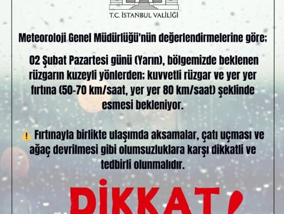 İstanbul Valiliği’nden Kuvvetli Fırtına Uyarısı: Yarın İçin Tedbir Çağrısı